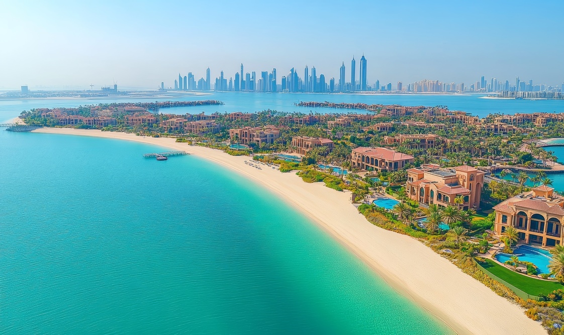 Luxushaus in Dubai auf Palm Jumeirah mit privatem Strand und Meerblick
