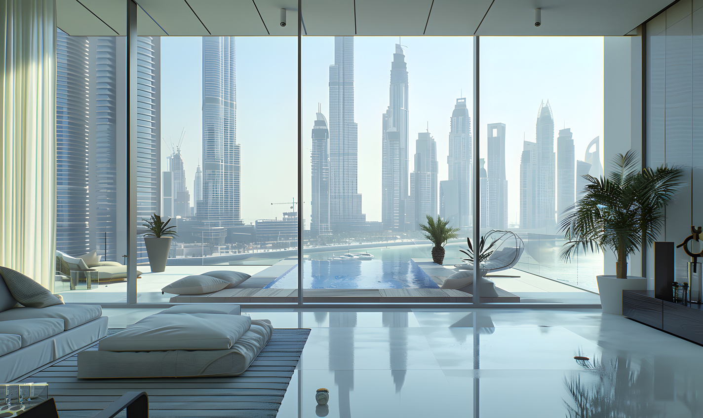 Luxuriöses Apartment in Downtown Dubai mit Infinity-Pool und Panoramablick auf die Skyline und den Burj Khalifa.